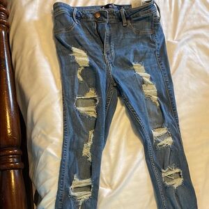 Distressed Blue Jeans